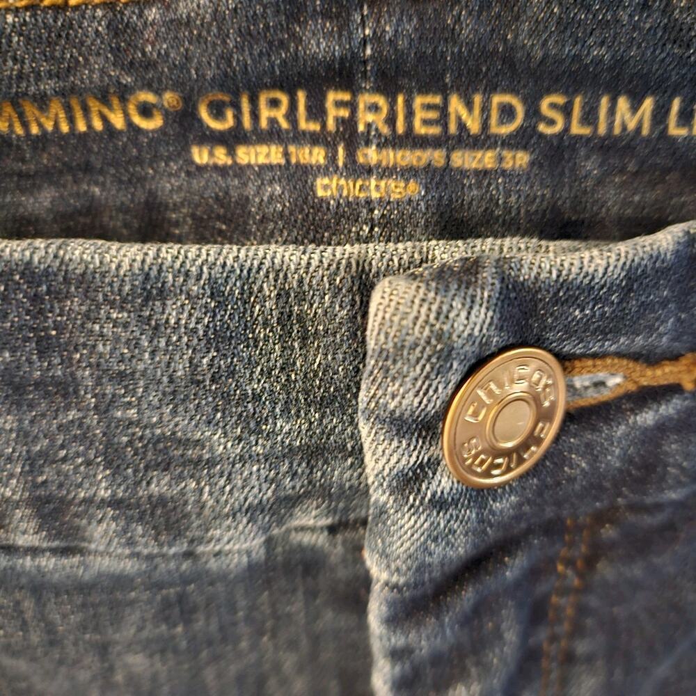 Chico's Jeans Womens Size 16 Blue So Slimming Girlfriend Slim Leg Crop - Picture 6 of 7